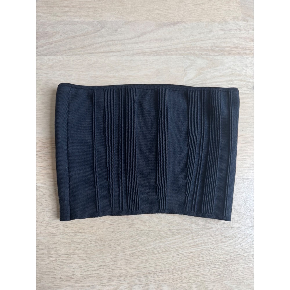 Babaton Black Ribbed Tube Top Strapless Bandage Knit Crop Top Medium